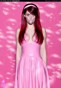 Image #42606 (fetish): latex, pink, redhead