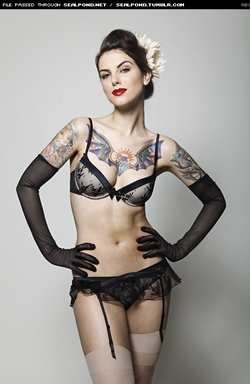 Image #5662 (grlz): brunette, lingerie, tattoo