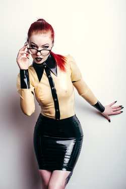 Image #207099 (fetish): glasses, latex, redhead